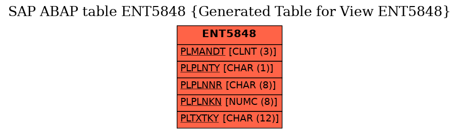 E-R Diagram for table ENT5848 (Generated Table for View ENT5848)