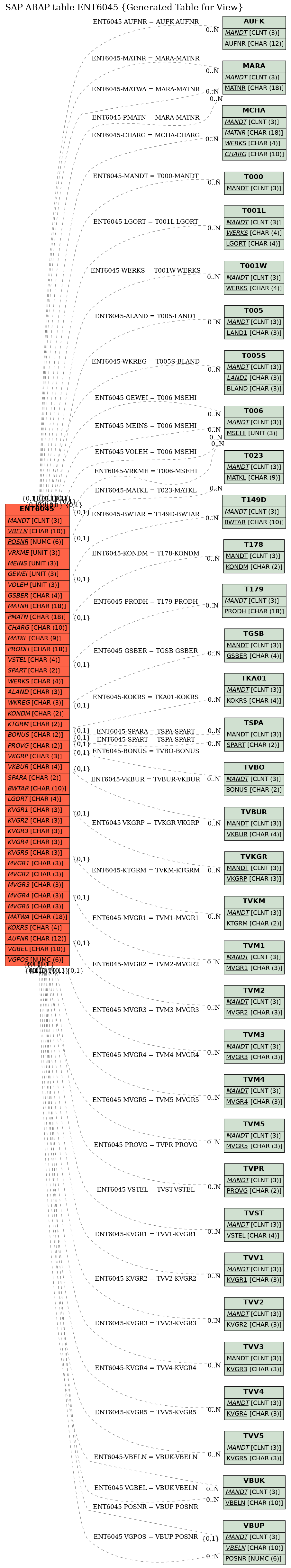 E-R Diagram for table ENT6045 (Generated Table for View)