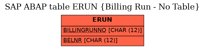 E-R Diagram for table ERUN (Billing Run - No Table)