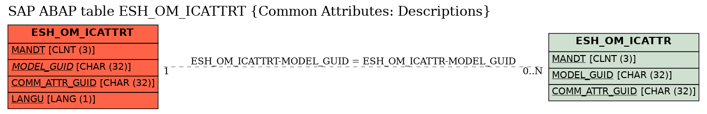 E-R Diagram for table ESH_OM_ICATTRT (Common Attributes: Descriptions)