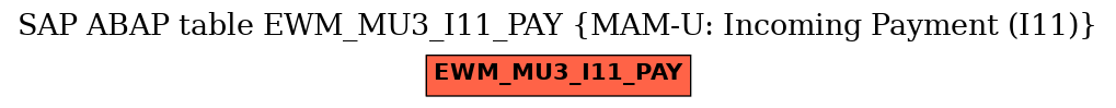 E-R Diagram for table EWM_MU3_I11_PAY (MAM-U: Incoming Payment (I11))