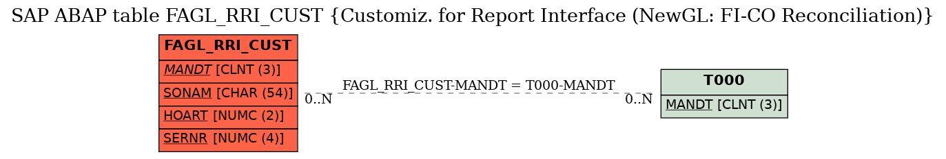 E-R Diagram for table FAGL_RRI_CUST (Customiz. for Report Interface (NewGL: FI-CO Reconciliation))