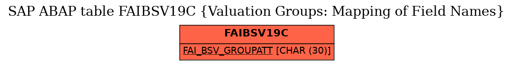 E-R Diagram for table FAIBSV19C (Valuation Groups: Mapping of Field Names)