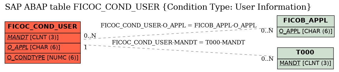 E-R Diagram for table FICOC_COND_USER (Condition Type: User Information)