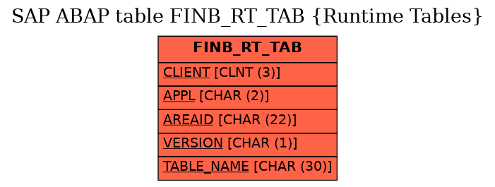 E-R Diagram for table FINB_RT_TAB (Runtime Tables)