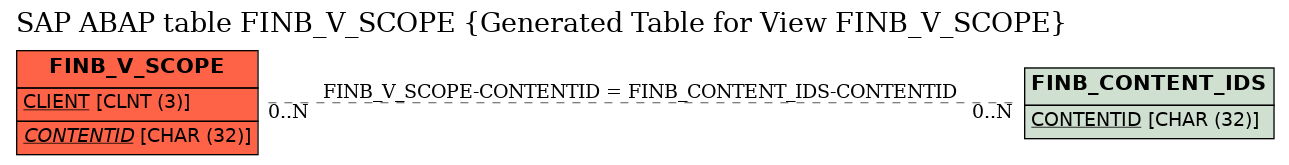 E-R Diagram for table FINB_V_SCOPE (Generated Table for View FINB_V_SCOPE)