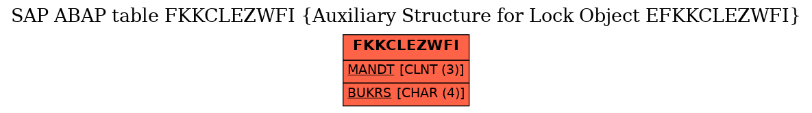 E-R Diagram for table FKKCLEZWFI (Auxiliary Structure for Lock Object EFKKCLEZWFI)