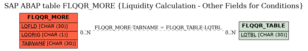 E-R Diagram for table FLQQR_MORE (Liquidity Calculation - Other Fields for Conditions)