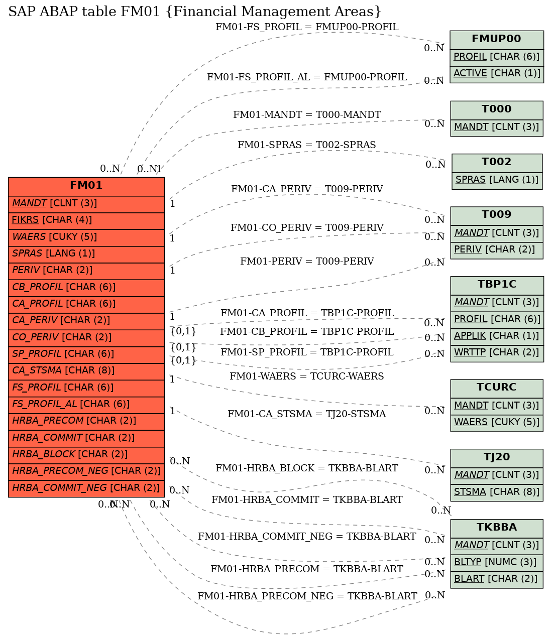 E-R Diagram for table FM01 (Financial Management Areas)