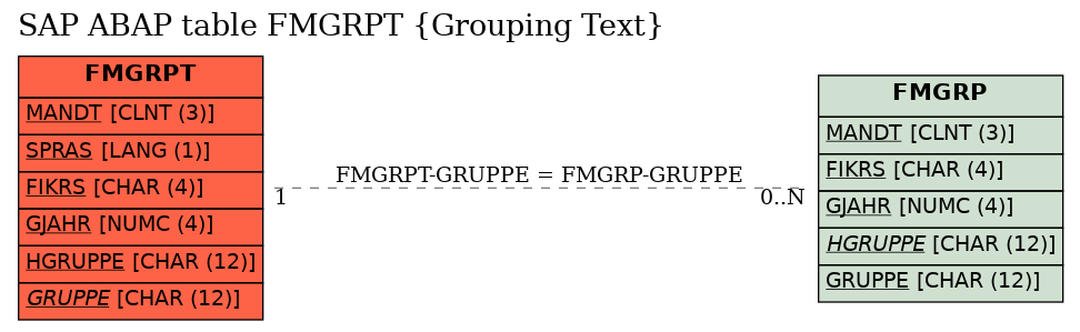 E-R Diagram for table FMGRPT (Grouping Text)