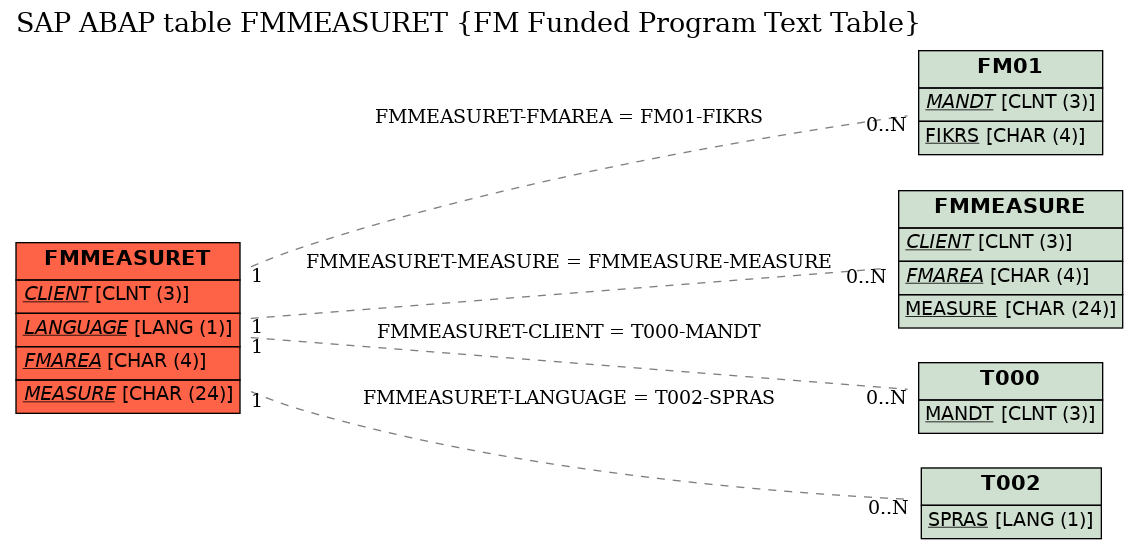 E-R Diagram for table FMMEASURET (FM Funded Program Text Table)