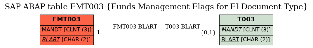 E-R Diagram for table FMT003 (Funds Management Flags for FI Document Type)