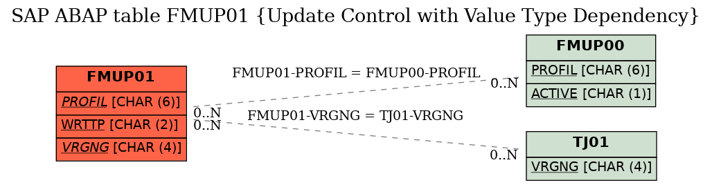 E-R Diagram for table FMUP01 (Update Control with Value Type Dependency)