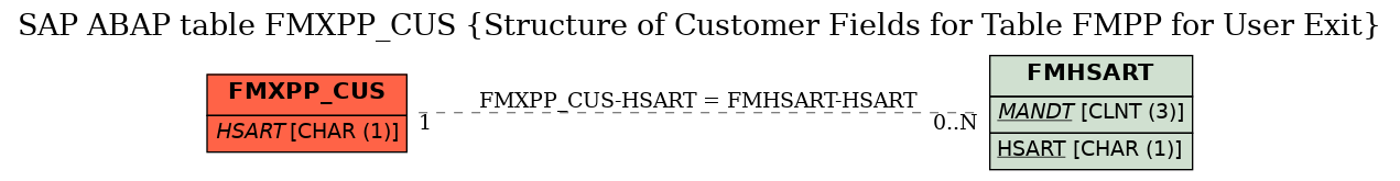 E-R Diagram for table FMXPP_CUS (Structure of Customer Fields for Table FMPP for User Exit)