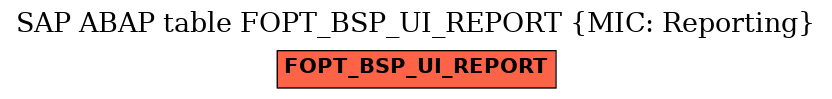 E-R Diagram for table FOPT_BSP_UI_REPORT (MIC: Reporting)