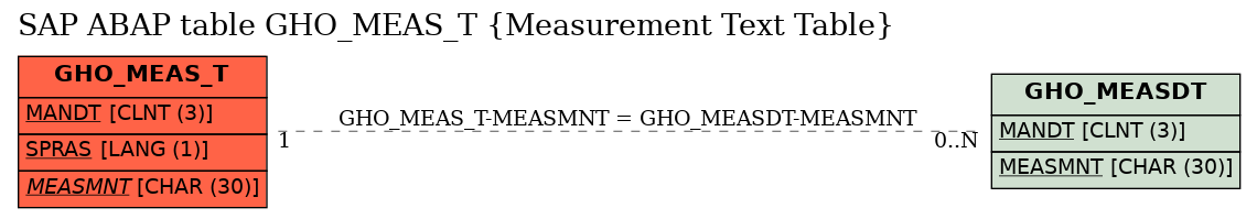 E-R Diagram for table GHO_MEAS_T (Measurement Text Table)