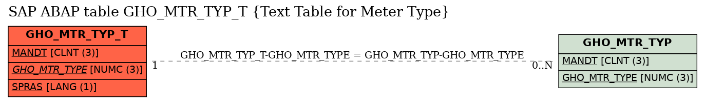 E-R Diagram for table GHO_MTR_TYP_T (Text Table for Meter Type)