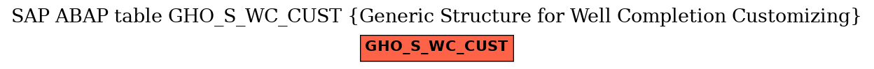 E-R Diagram for table GHO_S_WC_CUST (Generic Structure for Well Completion Customizing)