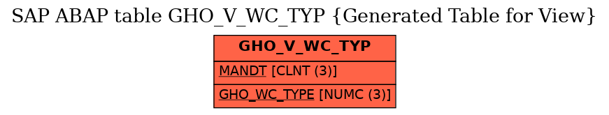 E-R Diagram for table GHO_V_WC_TYP (Generated Table for View)