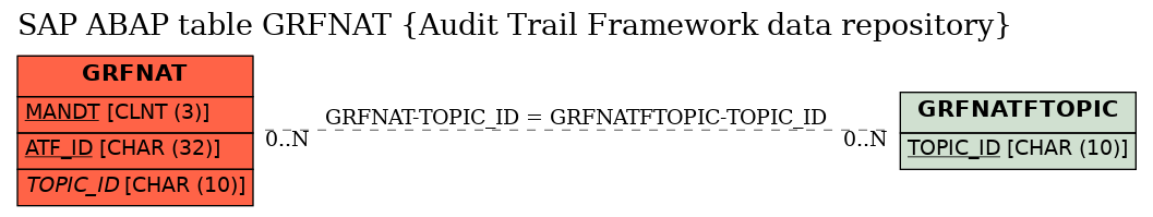 E-R Diagram for table GRFNAT (Audit Trail Framework data repository)