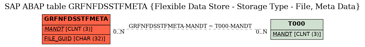 E-R Diagram for table GRFNFDSSTFMETA (Flexible Data Store - Storage Type - File, Meta Data)