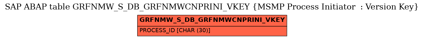 E-R Diagram for table GRFNMW_S_DB_GRFNMWCNPRINI_VKEY (MSMP Process Initiator  : Version Key)