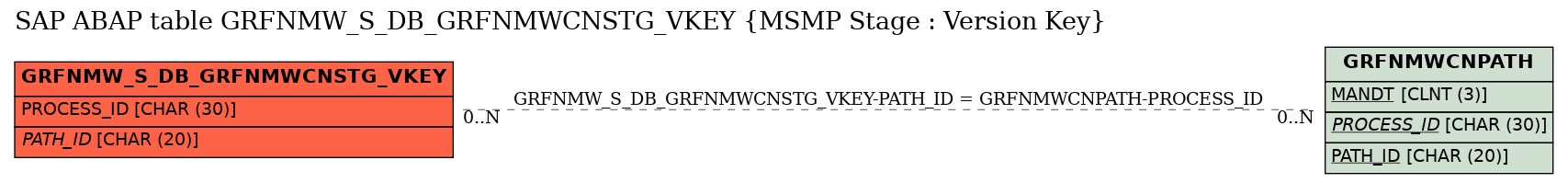 E-R Diagram for table GRFNMW_S_DB_GRFNMWCNSTG_VKEY (MSMP Stage : Version Key)