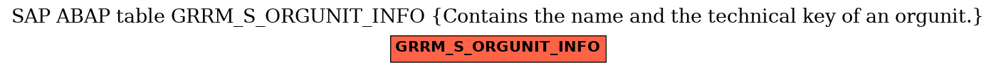 E-R Diagram for table GRRM_S_ORGUNIT_INFO (Contains the name and the technical key of an orgunit.)