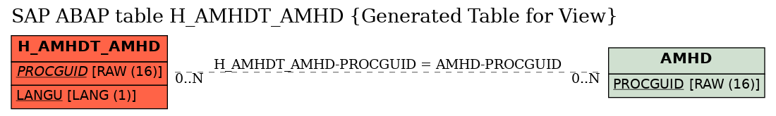 E-R Diagram for table H_AMHDT_AMHD (Generated Table for View)