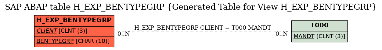 E-R Diagram for table H_EXP_BENTYPEGRP (Generated Table for View H_EXP_BENTYPEGRP)