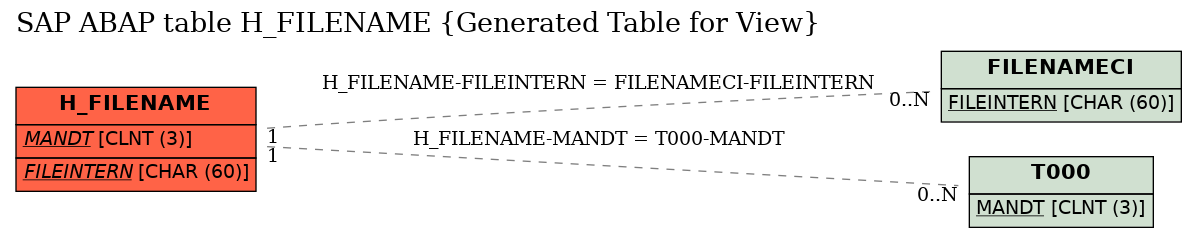E-R Diagram for table H_FILENAME (Generated Table for View)