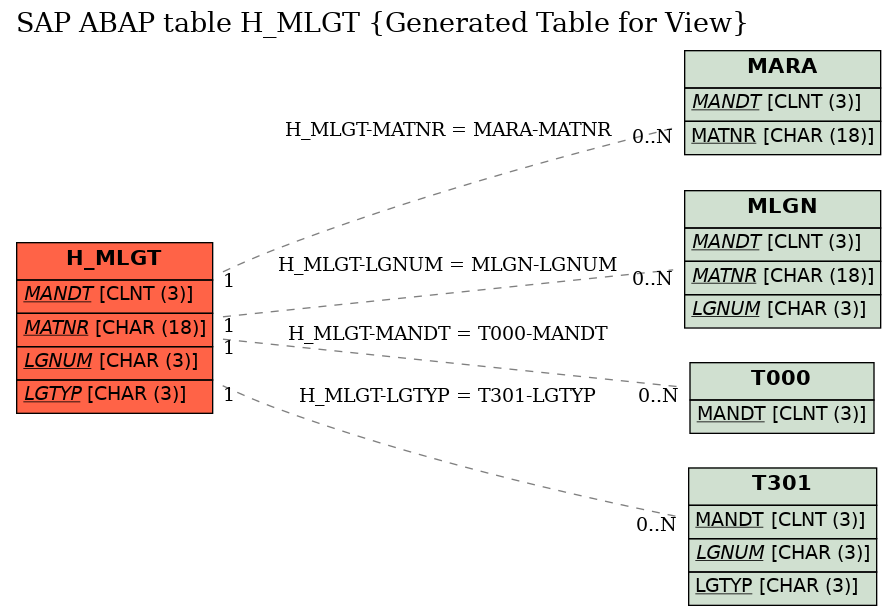 E-R Diagram for table H_MLGT (Generated Table for View)