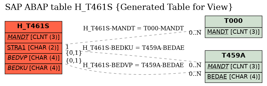 E-R Diagram for table H_T461S (Generated Table for View)