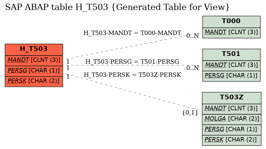 E-R Diagram for table H_T503 (Generated Table for View)