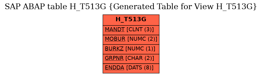 E-R Diagram for table H_T513G (Generated Table for View H_T513G)