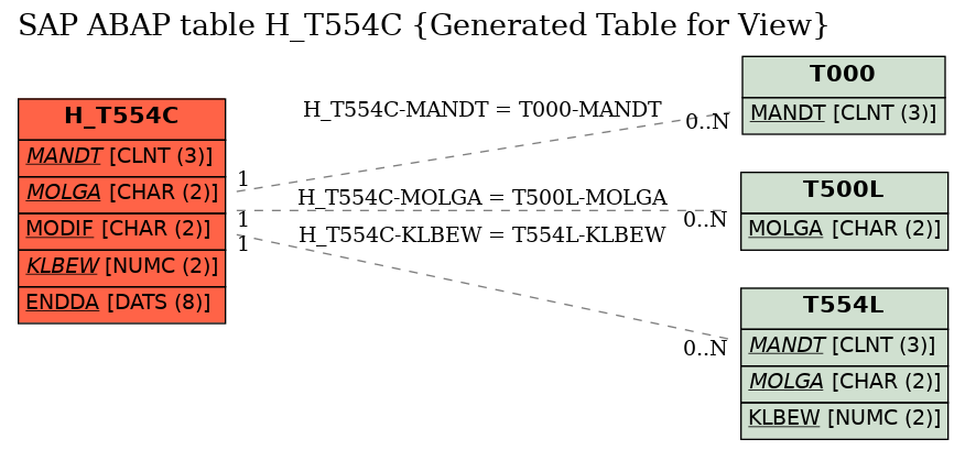 E-R Diagram for table H_T554C (Generated Table for View)