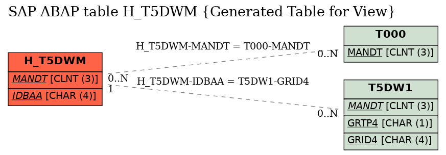 E-R Diagram for table H_T5DWM (Generated Table for View)