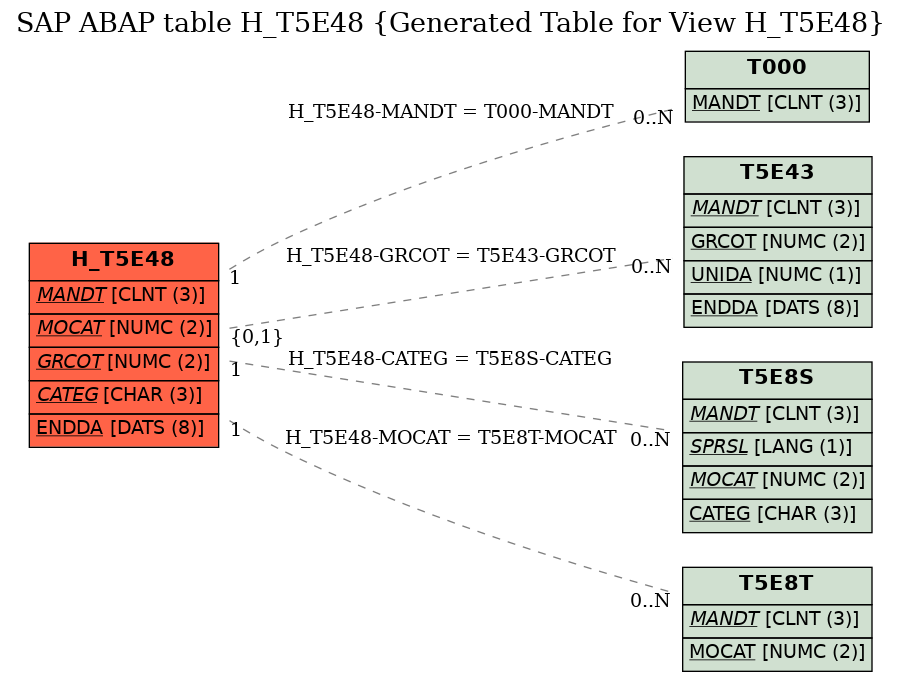 E-R Diagram for table H_T5E48 (Generated Table for View H_T5E48)