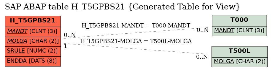E-R Diagram for table H_T5GPBS21 (Generated Table for View)