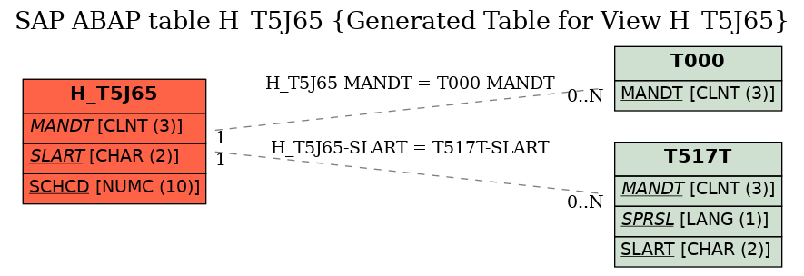 E-R Diagram for table H_T5J65 (Generated Table for View H_T5J65)