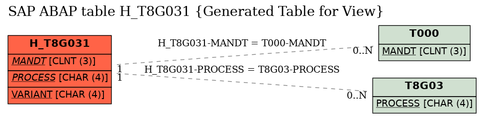 E-R Diagram for table H_T8G031 (Generated Table for View)