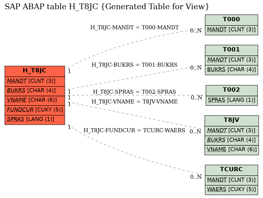 E-R Diagram for table H_T8JC (Generated Table for View)