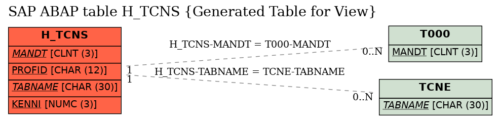 E-R Diagram for table H_TCNS (Generated Table for View)