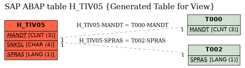 E-R Diagram for table H_TIV05 (Generated Table for View)