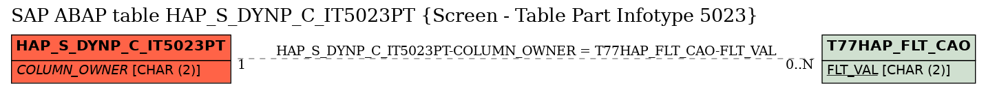 E-R Diagram for table HAP_S_DYNP_C_IT5023PT (Screen - Table Part Infotype 5023)