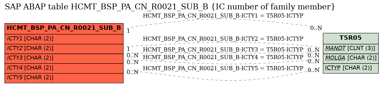 E-R Diagram for table HCMT_BSP_PA_CN_R0021_SUB_B (IC number of family member)