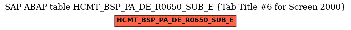 E-R Diagram for table HCMT_BSP_PA_DE_R0650_SUB_E (Tab Title #6 for Screen 2000)