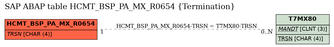 E-R Diagram for table HCMT_BSP_PA_MX_R0654 (Termination)