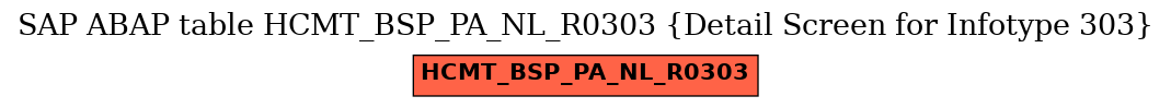 E-R Diagram for table HCMT_BSP_PA_NL_R0303 (Detail Screen for Infotype 303)