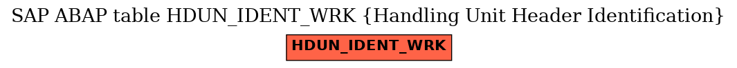 E-R Diagram for table HDUN_IDENT_WRK (Handling Unit Header Identification)